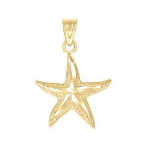 10kt 10k Yellow Gold Unisex Star Fish Sea Life Charm Pendant
